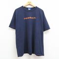 XL★古着 リーボック REEBOK 半袖 ビンテージ Tシャツ メンズ 00年代 00s ビッグロゴ 大きいサイズ コットン クルーネック 紺 ネイビー 24feb23 中古