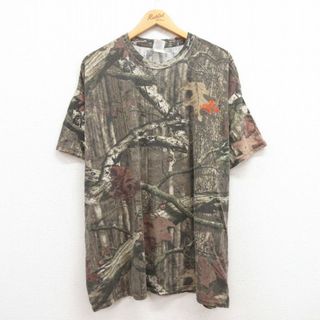 XL★古着 半袖 ビンテージ Tシャツ メンズ 00年代 00s モッシーオーク 大きいサイズ クルーネック 濃グレー系他 迷彩 24feb24 中古(Tシャツ/カットソー(半袖/袖なし))