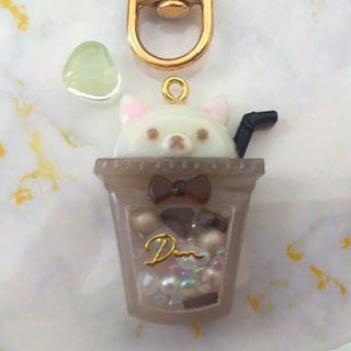 レジン ねこ ハートラテ シェイカー シャカシャカ キーホルダー(キーホルダー/ストラップ)