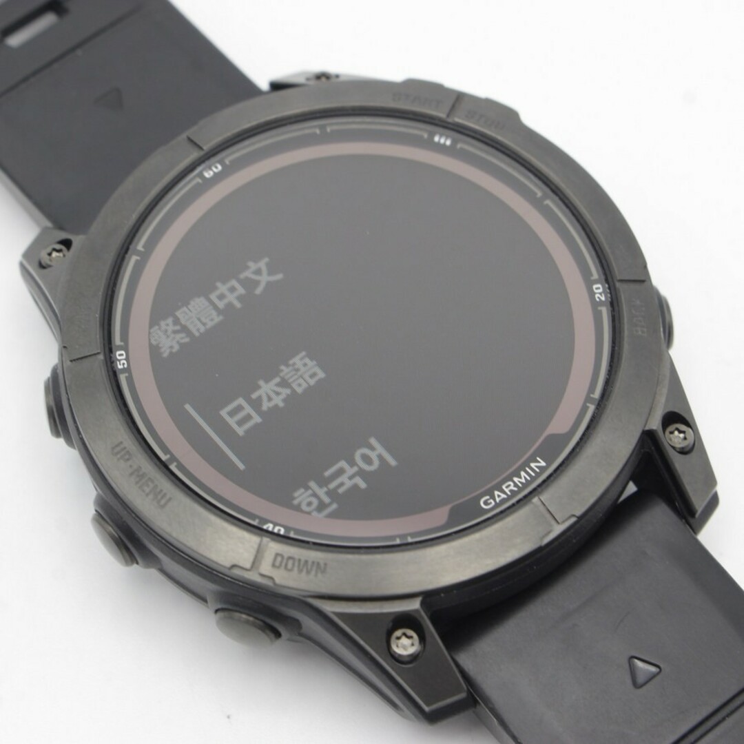 GARMIN(ガーミン)の【美品】GARMIN fenix 7 Pro Sapphire Dual Power 010-02777-52 Ti Carbon Gray DLC / Black スマートウォッチ フェニックス セブン プロ ガーミン 本体 メンズの時計(腕時計(デジタル))の商品写真