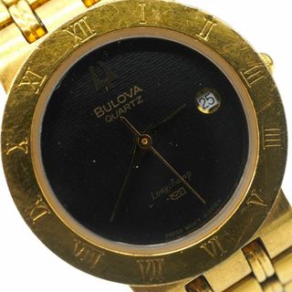 ブローバ(Bulova)のBULOVA　ブローバ　ロンシャン　クオーツ　g2　腕時計　レディース　黒　金色(腕時計(アナログ))