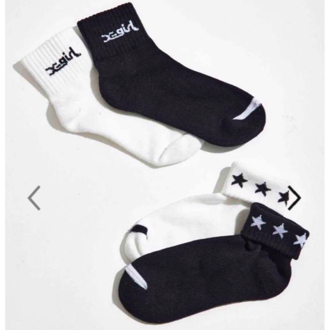 X-girl(エックスガール)のLOGO 2P SOCKS  X-girl エックスガール ソックス 通学  レディースのレッグウェア(ソックス)の商品写真