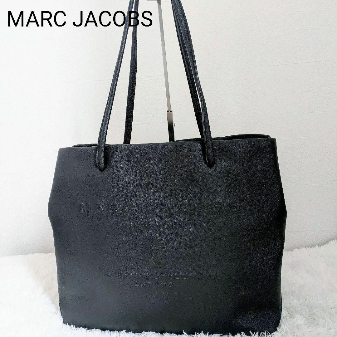 MARC JACOBS(マークジェイコブス)の美品✨マークジェイコブス トートバッグ 黒 ショッパー ロゴ A4 肩掛け可能 レディースのバッグ(トートバッグ)の商品写真