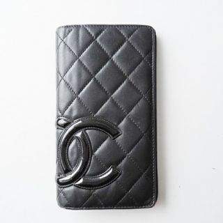 シャネル(CHANEL)のCHANEL(シャネル) 長財布 カンボンライン 黒 ラムスキン×エナメル（レザー）(財布)