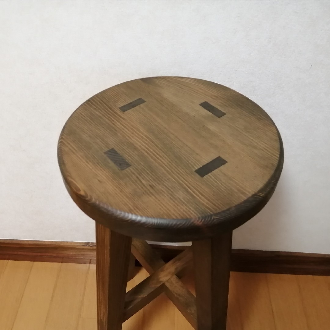 【ほぞ組】木製スツール　高さ65cm　丸椅子　stool 　猫犬 インテリア/住まい/日用品の椅子/チェア(スツール)の商品写真