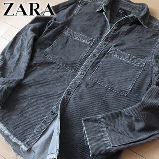 美品 (EUR)S ザラ ZARA メンズ コーデュロイシャツ グレー