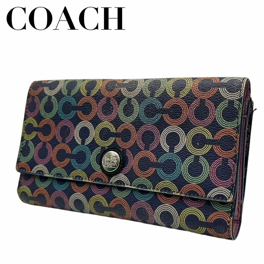 COACH(コーチ)のCOACH コーチ　M2 オプアート　長財布　マルチカラー　レザー　総柄　PVC レディースのトップス(Tシャツ(半袖/袖なし))の商品写真