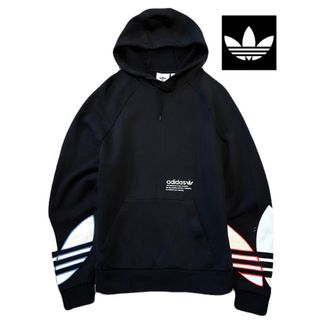 オリジナルス(Originals（adidas）)のアディダス 大きめ トリコカラー パーカー 黒 トレーナー スウェット ジャージ(パーカー)