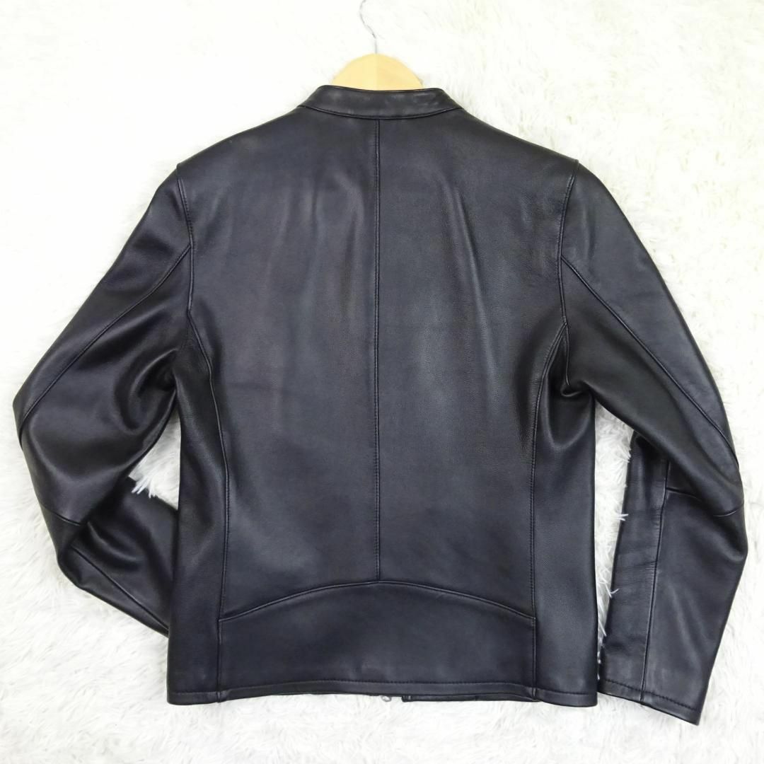RAGEBLUE(レイジブルー)の美品　レイジブルー　ラムレザー　シングルライダース　ダブルジップ　M　ブラック メンズのジャケット/アウター(ライダースジャケット)の商品写真