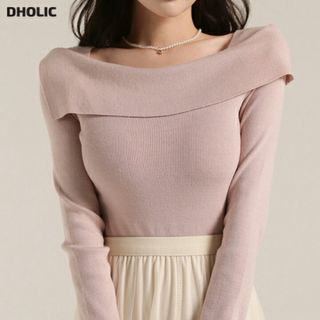 dholic ディーホリック アシメショルダークロップドニット