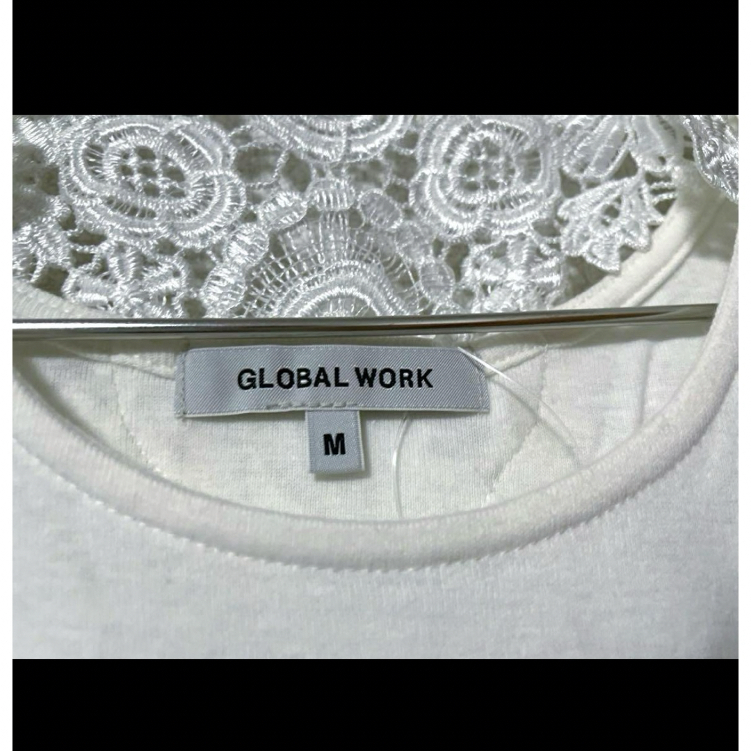 GLOBAL WORK(グローバルワーク)の未使用タグ付GLOBAL WORK バックレースＵネック長袖 ホワイト Mサイズ レディースのトップス(カットソー(長袖/七分))の商品写真