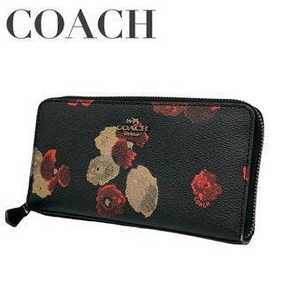 コーチ(COACH)の美品　COACH コーチ　w1 長財布　F55950 フラワー　PVC 総柄(Tシャツ(半袖/袖なし))