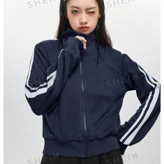 シーイン(SHEIN)のSHEIN DAZY ストライプサイドジップアップパーカー(パーカー)