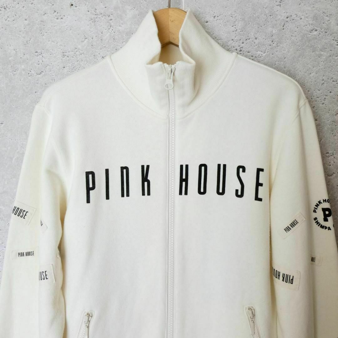 PINK HOUSE(ピンクハウス)の良品 綺麗 ピンクハウス ロゴ ワッペン ジップアップ スウェットジャケット レディースのジャケット/アウター(ブルゾン)の商品写真