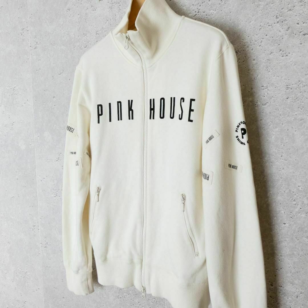 PINK HOUSE(ピンクハウス)の良品 綺麗 ピンクハウス ロゴ ワッペン ジップアップ スウェットジャケット レディースのジャケット/アウター(ブルゾン)の商品写真