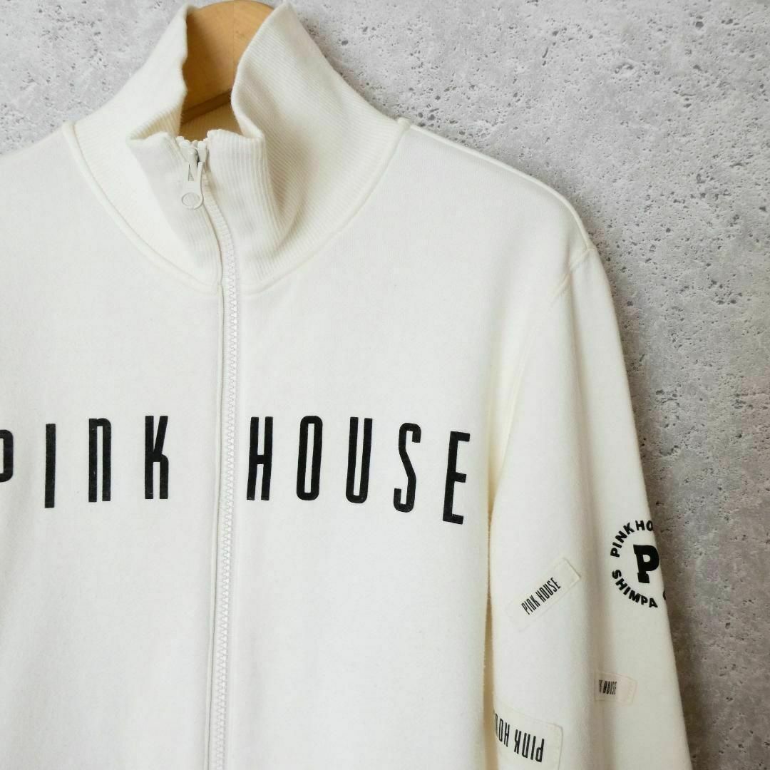 PINK HOUSE(ピンクハウス)の良品 綺麗 ピンクハウス ロゴ ワッペン ジップアップ スウェットジャケット レディースのジャケット/アウター(ブルゾン)の商品写真