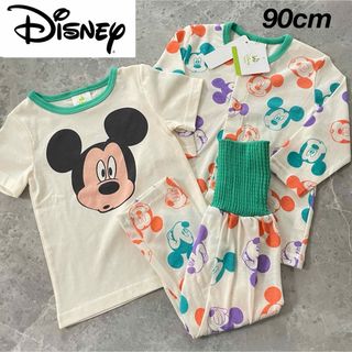 Disney - 新品★Disney ミッキー 長袖＆半袖Tシャツ 長ズボン パジャマ 90cm