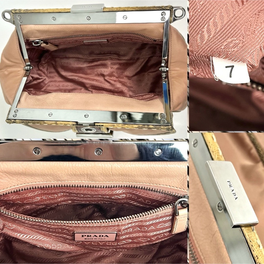 PRADA(プラダ)の希少 PRADA パイソンレザー がま口 ハンドバッグ レディースのバッグ(ハンドバッグ)の商品写真