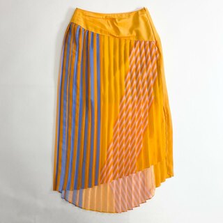 3c24 《未使用》 AKIRA NAKA アキラナカ PLEATS SKIRT プリーツスカート 1 オレンジ ストライプ 日本製 タグ付き(ロングスカート)