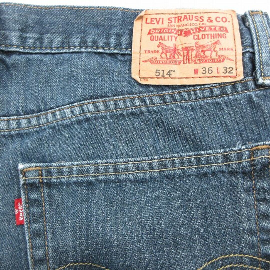 Levi's(リーバイス)のW36★古着 リーバイス Levis 514 ジーンズ メンズ コットン 紺 ネイビー デニム 24feb26 中古 ボトムス ジーパン Gパン ロング パンツ メンズのパンツ(ワークパンツ/カーゴパンツ)の商品写真