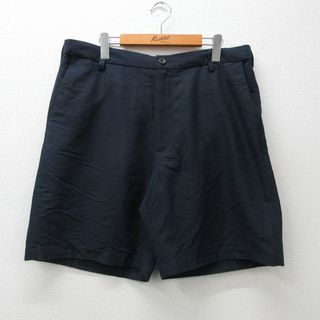 チャップス(CHAPS)のW36★古着 チャップス ショート パンツ ショーツ メンズ 90年代 90s 濃紺 ネイビー 24feb26 中古 ボトムス 短パン ショーパン ハーフ(ワークパンツ/カーゴパンツ)