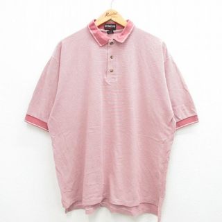 XL★古着 半袖 ポロ シャツ メンズ 90年代 90s 鹿の子 コットン 大きいサイズ USA製 ピンク他 24feb28 中古 トップス(ポロシャツ)