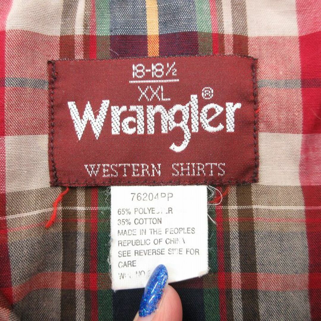 Wrangler(ラングラー)のXL★古着 ラングラー Wrangler 半袖 ウエスタン シャツ メンズ 大きいサイズ ロング丈 赤他 レッド チェック 24feb26 中古 トップス メンズのトップス(シャツ)の商品写真