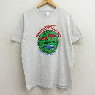 ヘインズ(Hanes)のL★古着 ヘインズ Hanes 半袖 ビンテージ Tシャツ メンズ 90年代 90s 車 クラシックカー クライスラー クルーネック 薄グレー 霜降り 24feb26 中古(Tシャツ/カットソー(半袖/袖なし))