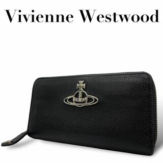 ヴィヴィアンウエストウッド(Vivienne Westwood)の美品　ヴィヴィアンウエストウッド　w2 長財布　シルバー　オーブ　本革　ブラック(Tシャツ(半袖/袖なし))