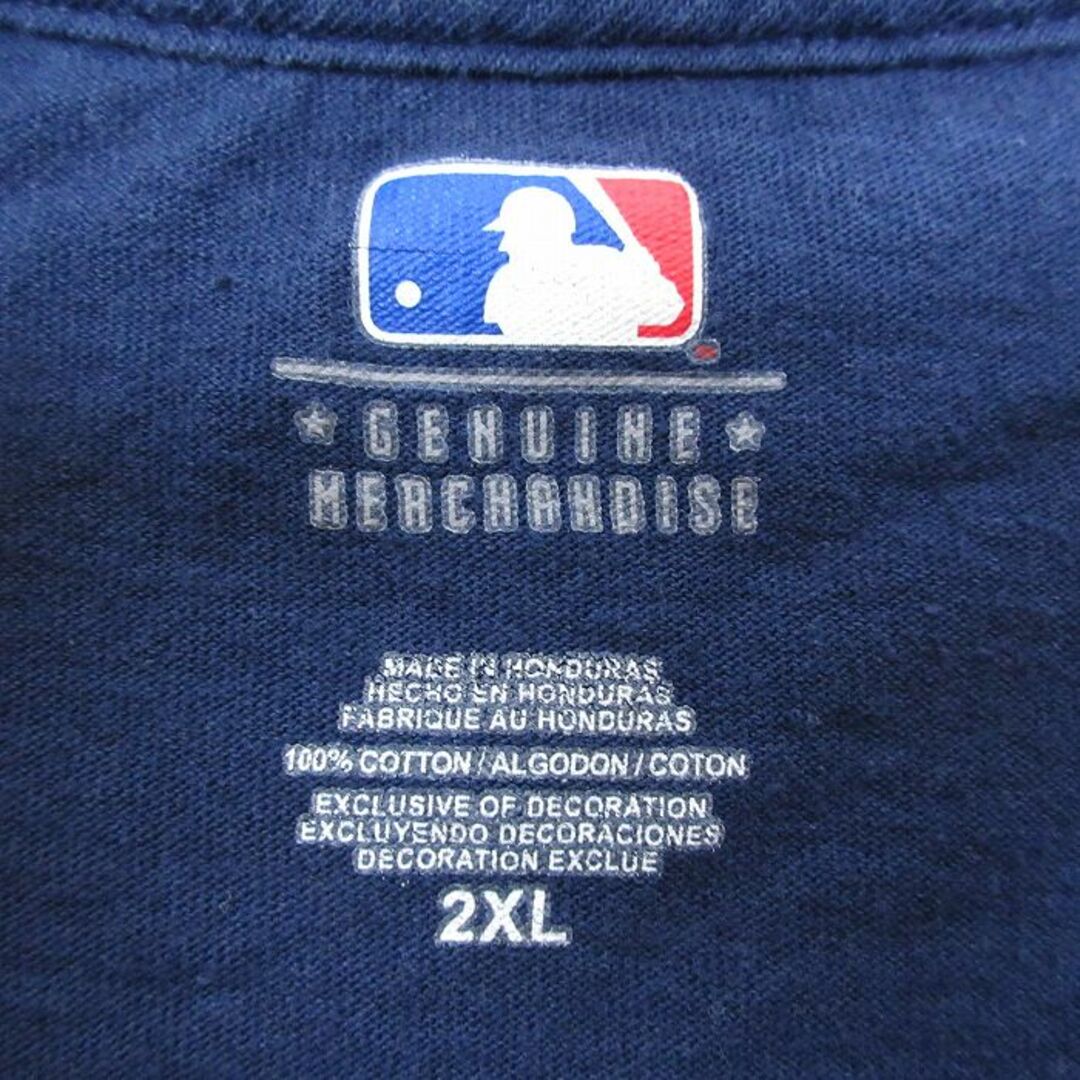 XL★古着 半袖 Tシャツ メンズ MLB ボストンレッドソックス 大きいサイズ コットン クルーネック 紺 ネイビー メジャーリーグ ベースボール 野球 24feb27 中古 メンズのトップス(Tシャツ/カットソー(半袖/袖なし))の商品写真