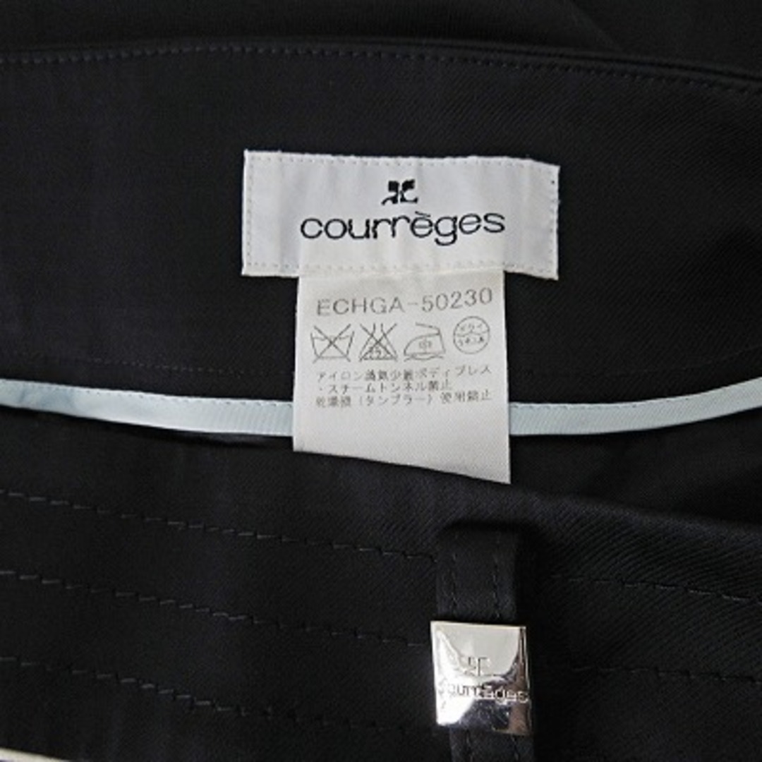 Courreges(クレージュ)のクレージュ courreges 台形 タック スカート 膝丈 ストレッチ 黒40 レディースのスカート(ひざ丈スカート)の商品写真