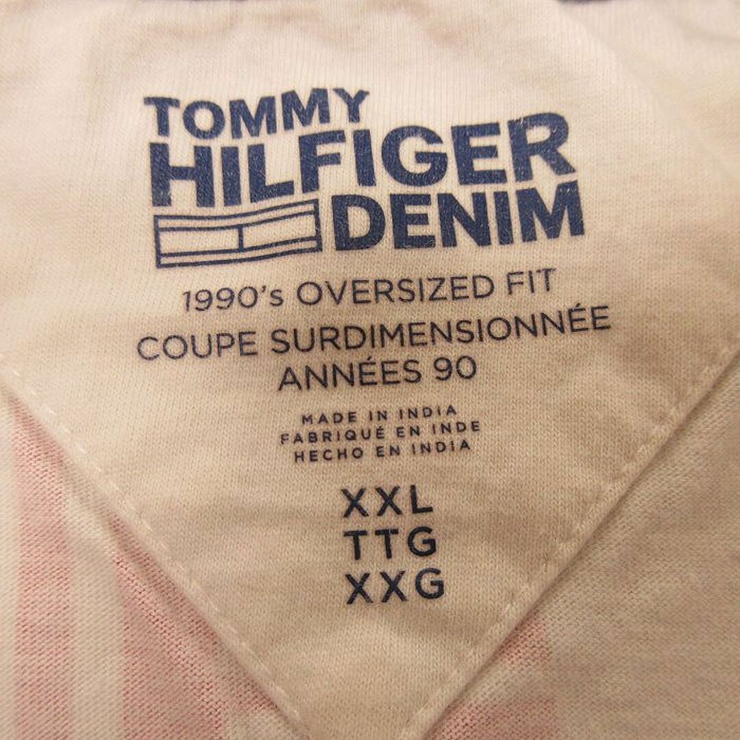 TOMMY HILFIGER(トミーヒルフィガー)のXL★古着 トミーヒルフィガー TOMMY HILFIGER 半袖 ブランド Tシャツ メンズ 全面プリント 大きいサイズ コットン クルーネック 白他 ホワイト 24feb27 中古 メンズのトップス(Tシャツ/カットソー(半袖/袖なし))の商品写真