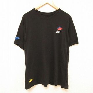 ナイキ(NIKE)のXL★古着 ナイキ NIKE 半袖 Tシャツ メンズ ワンポイントロゴ 大きいサイズ コットン クルーネック 黒 ブラック 24feb27 中古(Tシャツ/カットソー(半袖/袖なし))