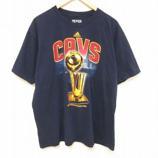 アディダス(adidas)のXL★古着 アディダス adidas 半袖 Tシャツ メンズ NBA クリーブランドキャバリアーズ 大きいサイズ コットン クルーネック 黒 ブラック バスケットボール 24feb27 中古(Tシャツ/カットソー(半袖/袖なし))