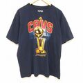 XL★古着 アディダス adidas 半袖 Tシャツ メンズ NBA クリーブランドキャバリアーズ 大きいサイズ コットン クルーネック 黒 ブラック バスケットボール 24feb27 中古