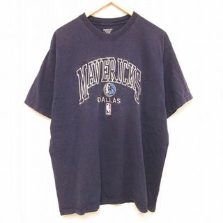 リーボック(Reebok)のXL★古着 リーボック REEBOK 半袖 Tシャツ メンズ NBA ダラスマーベリックス 刺繍 大きいサイズ クルーネック 紺 ネイビー バスケットボール 24feb27 中古(Tシャツ/カットソー(半袖/袖なし))