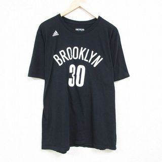 アディダス(adidas)のXL★古着 アディダス adidas 半袖 ブランド Tシャツ メンズ NBA ブルックリンネッツ 大きいサイズ コットン クルーネック 黒 ブラック バスケットボール 24feb27 中古(Tシャツ/カットソー(半袖/袖なし))