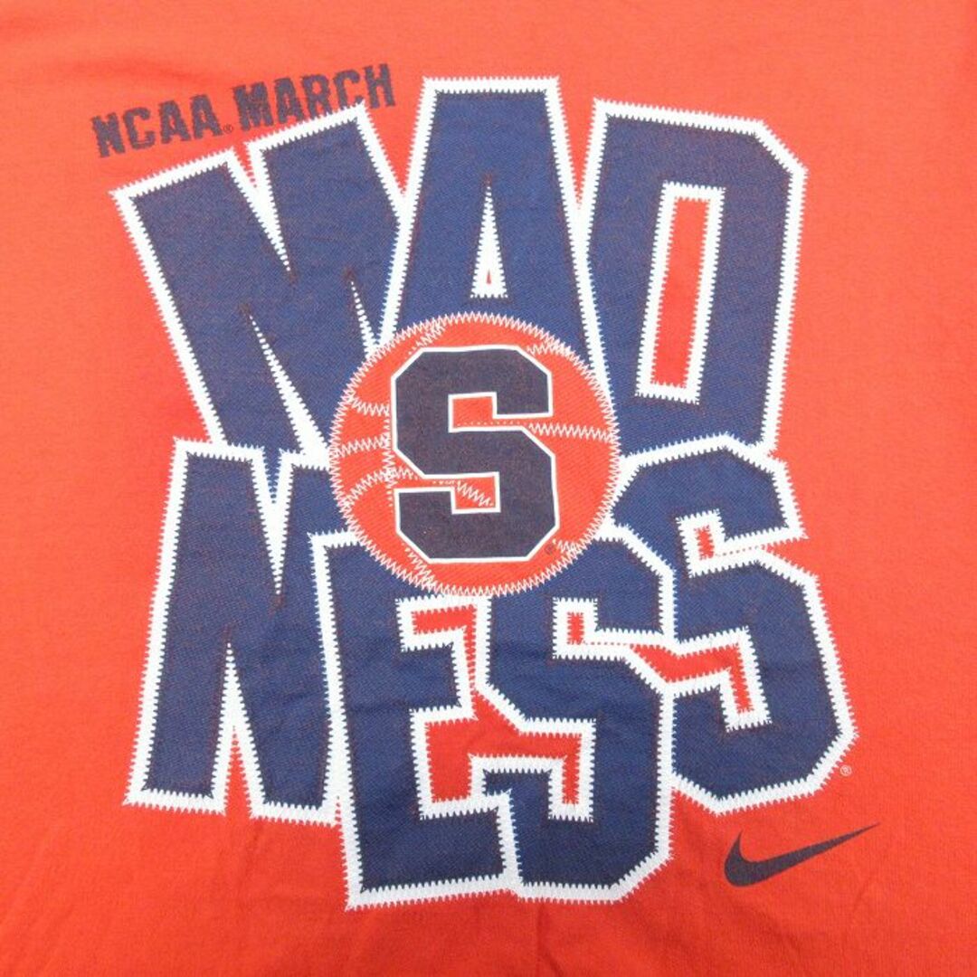 NIKE(ナイキ)のXL★古着 ナイキ NIKE 半袖 ブランド Tシャツ メンズ NCAA 大きいサイズ コットン クルーネック オレンジ 24feb27 中古 メンズのトップス(Tシャツ/カットソー(半袖/袖なし))の商品写真