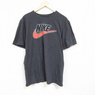 ナイキ(NIKE)のXL★古着 ナイキ NIKE 半袖 ブランド Tシャツ メンズ ビッグロゴ 大きいサイズ コットン クルーネック 濃グレー 24feb27 中古(Tシャツ/カットソー(半袖/袖なし))