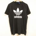 L★古着 アディダス adidas 半袖 Tシャツ メンズ ビッグロゴ リーフ トレフォイル コットン クルーネック 黒 ブラック 24feb28 中古