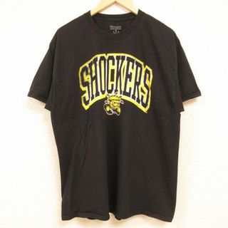 チャンピオン(Champion)のL★古着 チャンピオン Champion 半袖 Tシャツ メンズ SHOCKERS コットン クルーネック 黒 ブラック 24feb28 中古(Tシャツ/カットソー(半袖/袖なし))