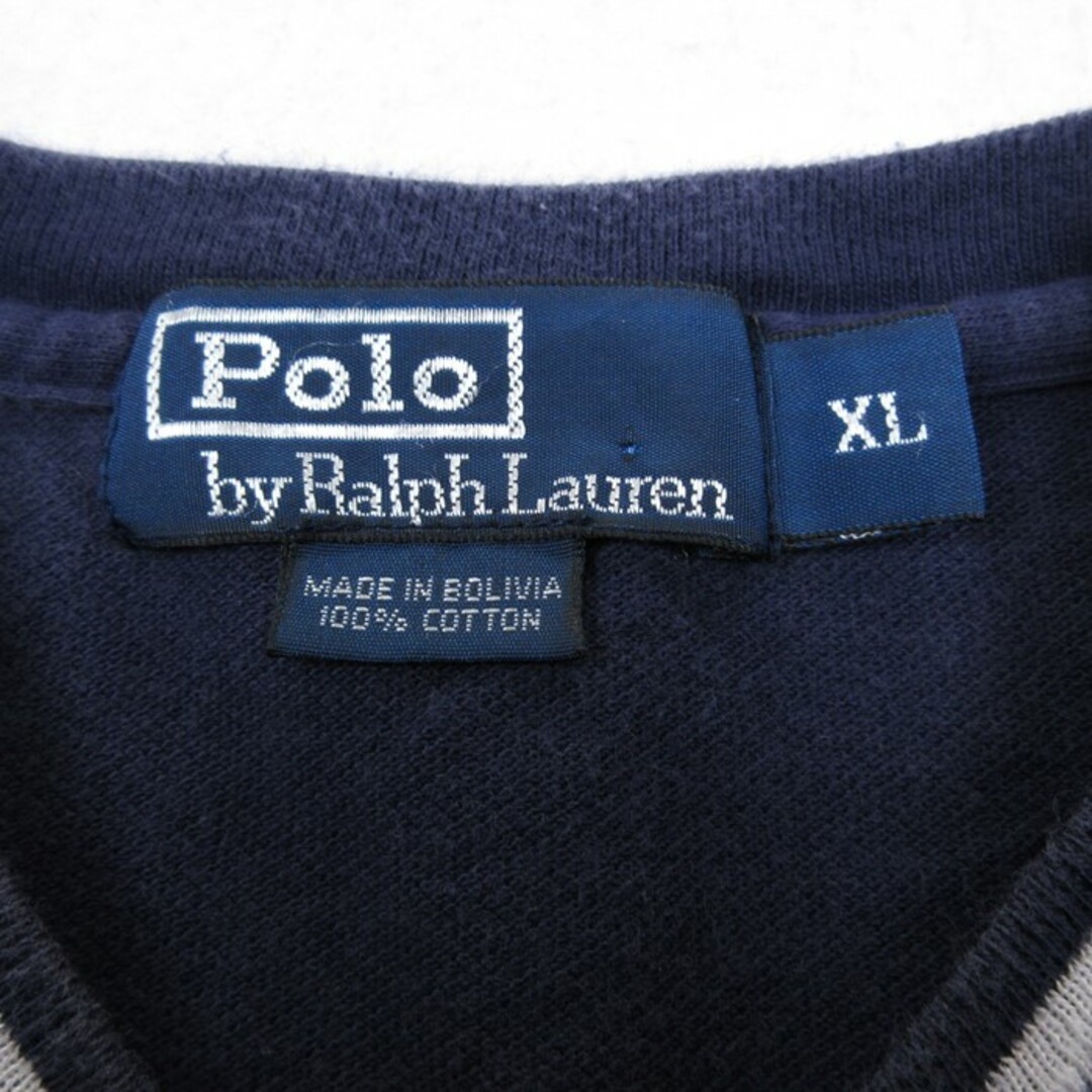 Ralph Lauren(ラルフローレン)のXL★古着 ラルフローレン Ralph Lauren 半袖 ブランド Tシャツ メンズ 90年代 90s ワンポイントロゴ 鹿の子 コットン Vネック 濃紺 ネイビー 【spe】 24feb28 中古 メンズのトップス(Tシャツ/カットソー(半袖/袖なし))の商品写真