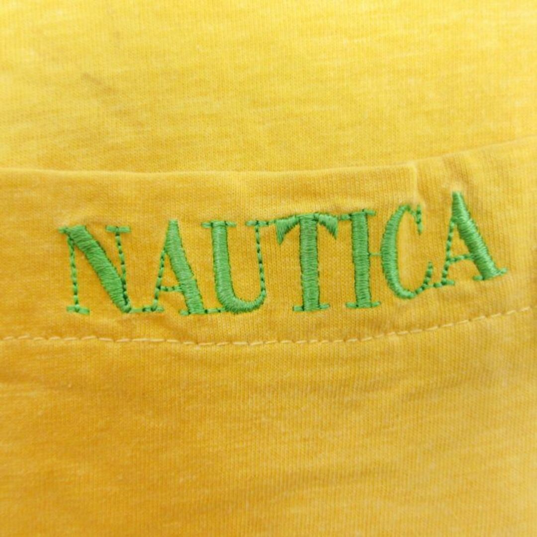 NAUTICA(ノーティカ)のXL★古着 ノーティカ NAUTICA 半袖 ブランド Tシャツ メンズ 90年代 90s ワンポイントロゴ 帆船 胸ポケット付き 大きいサイズ コットン クルーネック 濃黄 イエロー 24feb28 中古 メンズのトップス(Tシャツ/カットソー(半袖/袖なし))の商品写真