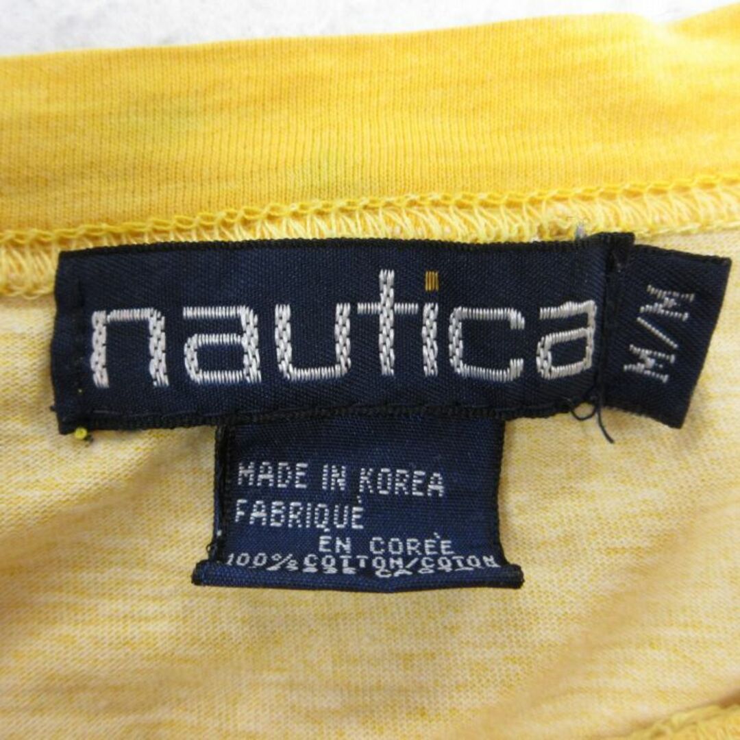 NAUTICA(ノーティカ)のXL★古着 ノーティカ NAUTICA 半袖 ブランド Tシャツ メンズ 90年代 90s ワンポイントロゴ 帆船 胸ポケット付き 大きいサイズ コットン クルーネック 濃黄 イエロー 24feb28 中古 メンズのトップス(Tシャツ/カットソー(半袖/袖なし))の商品写真