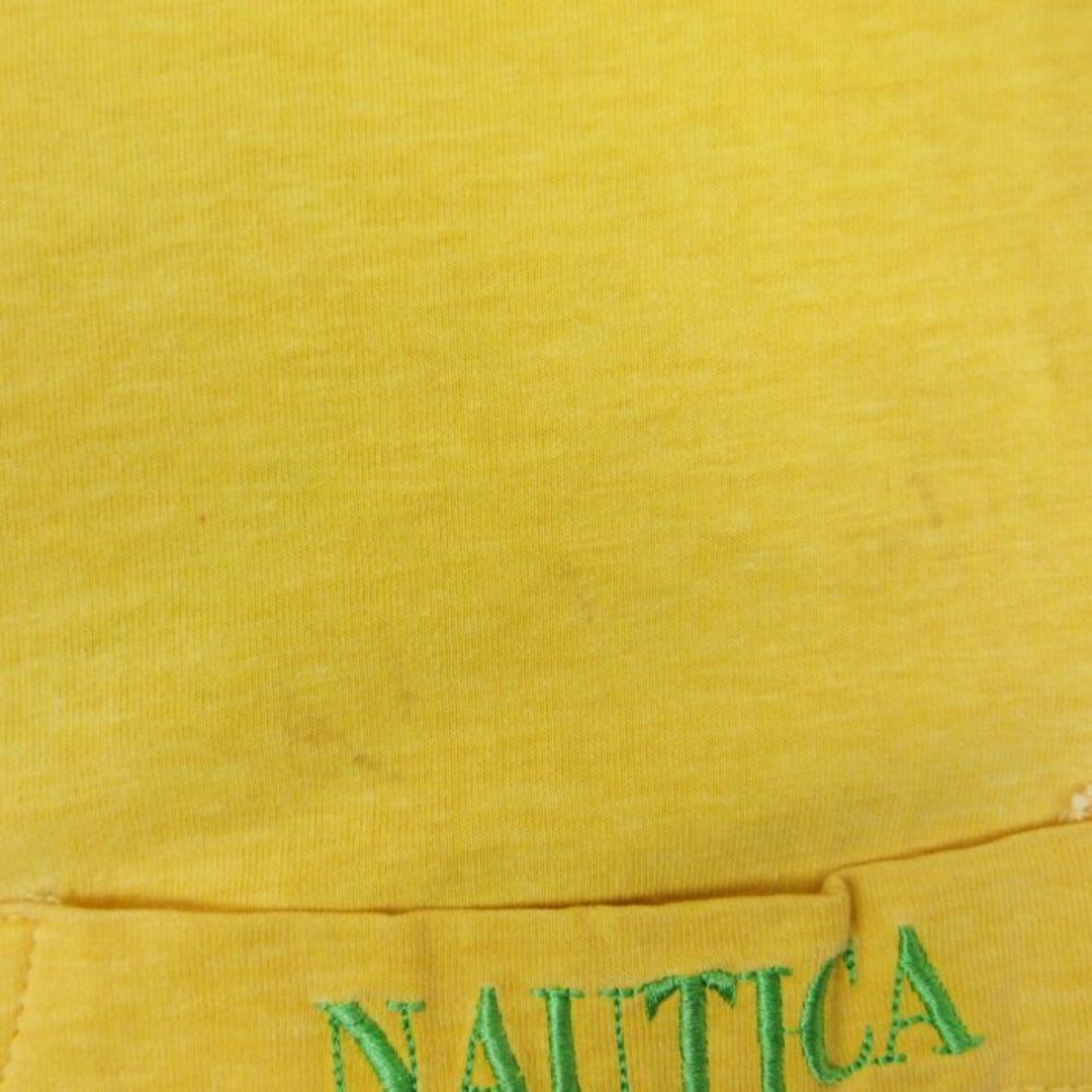 NAUTICA(ノーティカ)のXL★古着 ノーティカ NAUTICA 半袖 ブランド Tシャツ メンズ 90年代 90s ワンポイントロゴ 帆船 胸ポケット付き 大きいサイズ コットン クルーネック 濃黄 イエロー 24feb28 中古 メンズのトップス(Tシャツ/カットソー(半袖/袖なし))の商品写真