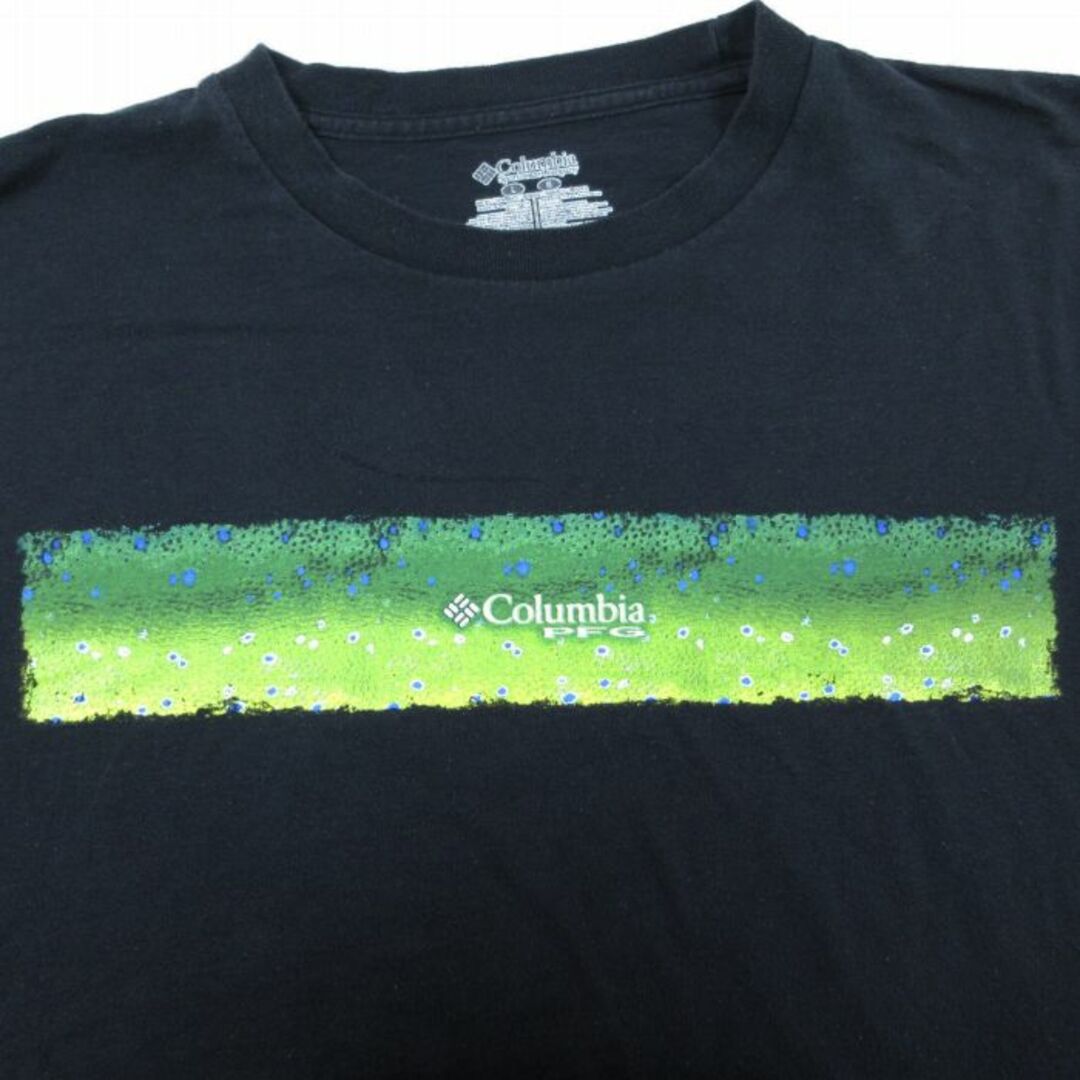 Columbia(コロンビア)のXL★古着 コロンビア COLUMBIA Columbia 半袖 ブランド Tシャツ メンズ ワンポイントロゴ 大きいサイズ コットン クルーネック 黒 ブラック 24feb28 中古 メンズのトップス(Tシャツ/カットソー(半袖/袖なし))の商品写真