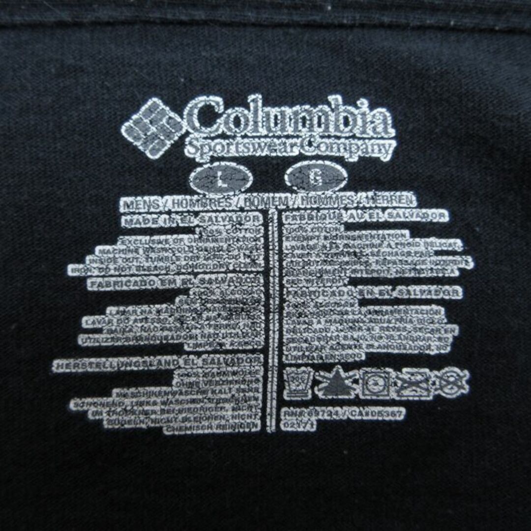 Columbia(コロンビア)のXL★古着 コロンビア COLUMBIA Columbia 半袖 ブランド Tシャツ メンズ ワンポイントロゴ 大きいサイズ コットン クルーネック 黒 ブラック 24feb28 中古 メンズのトップス(Tシャツ/カットソー(半袖/袖なし))の商品写真