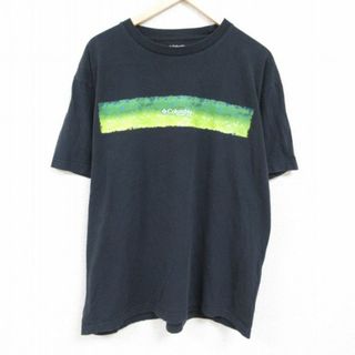 XL★古着 コロンビア COLUMBIA Columbia 半袖 ブランド Tシャツ メンズ ワンポイントロゴ 大きいサイズ コットン クルーネック 黒 ブラック 24feb28 中古