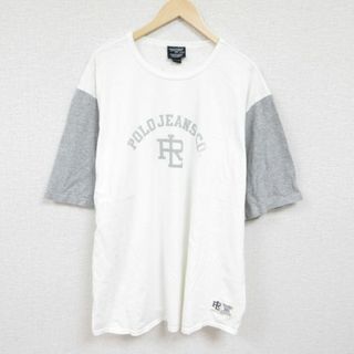 ラルフローレン(Ralph Lauren)のXL★古着 ラルフローレン Ralph Lauren ポロジーンズ 半袖 ブランド Tシャツ メンズ 00年代 00s ビッグロゴ ツートンカラー 大きいサイズ コットン クルーネック 白他 ホワイト 霜降り 24feb28 中古(Tシャツ/カットソー(半袖/袖なし))