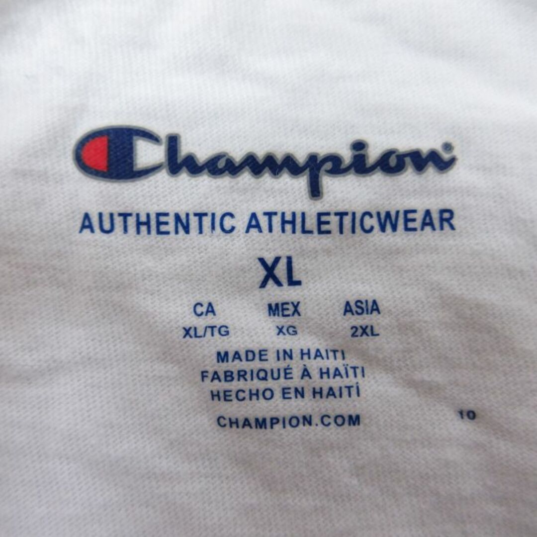 Champion(チャンピオン)のXL★古着 チャンピオン Champion 半袖 ブランド Tシャツ メンズ ワンポイントロゴ 大きいサイズ コットン クルーネック 白 ホワイト 24feb28 中古 メンズのトップス(Tシャツ/カットソー(半袖/袖なし))の商品写真